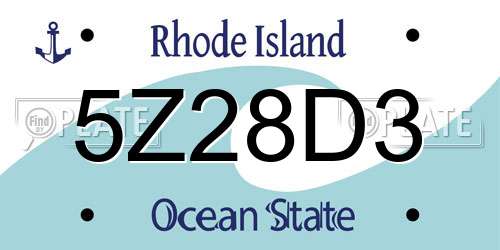 5Z28D3 Rhode Island License Plate