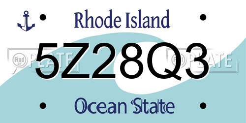 5Z28Q3 Rhode Island License Plate