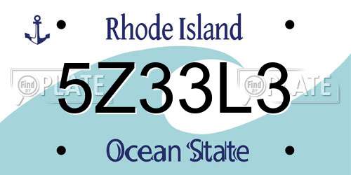 5Z33L3 Rhode Island License Plate
