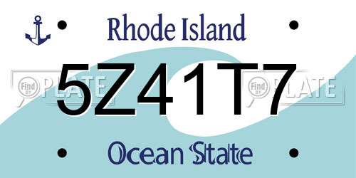 5Z41T7 Rhode Island License Plate