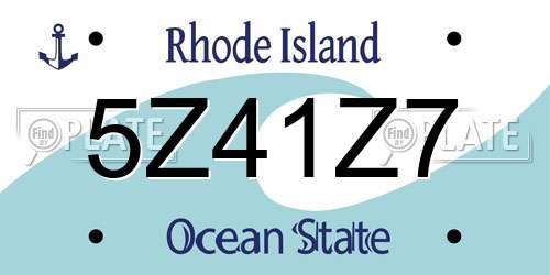 5Z41Z7 Rhode Island License Plate