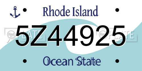 5Z44925 Rhode Island License Plate