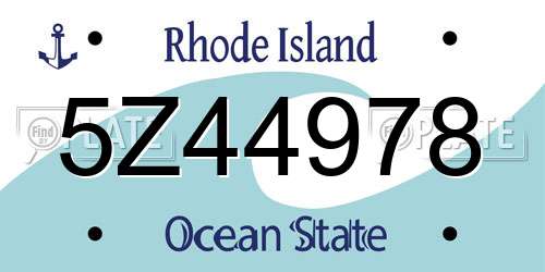 5Z44978 Rhode Island License Plate