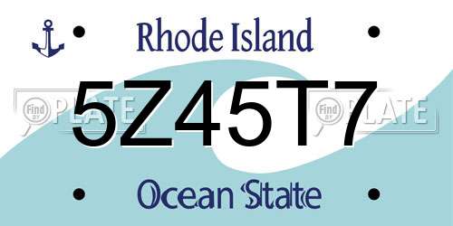 5Z45T7 Rhode Island License Plate