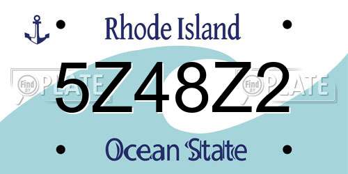 5Z48Z2 Rhode Island License Plate