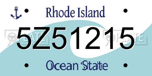 5Z51215 Rhode Island License Plate