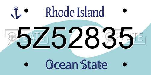 5Z52835 Rhode Island License Plate