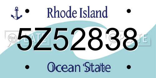 5Z52838 Rhode Island License Plate