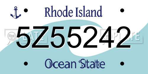 5Z55242 Rhode Island License Plate