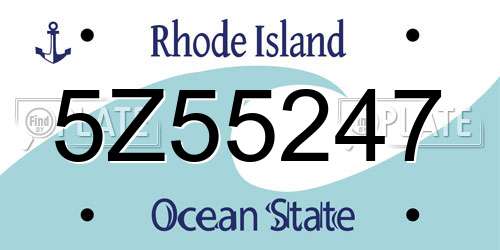5Z55247 Rhode Island License Plate
