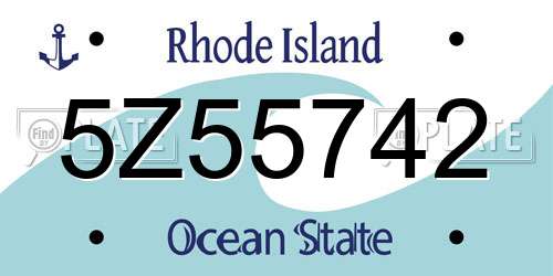 5Z55742 Rhode Island License Plate