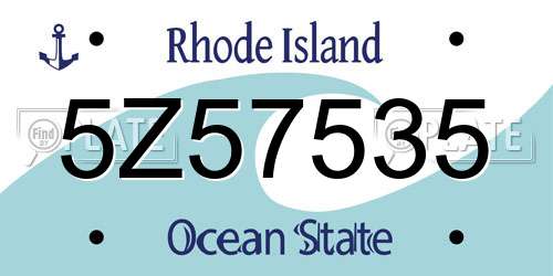 5Z57535 Rhode Island License Plate