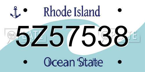 5Z57538 Rhode Island License Plate