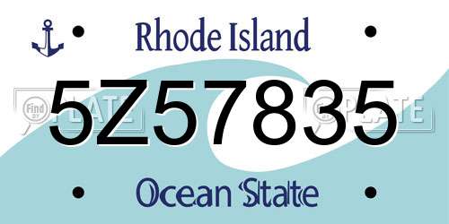 5Z57835 Rhode Island License Plate