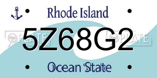 5Z68G2 Rhode Island License Plate