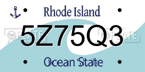 5Z75Q3 Rhode Island License Plate