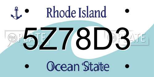 5Z78D3 Rhode Island License Plate