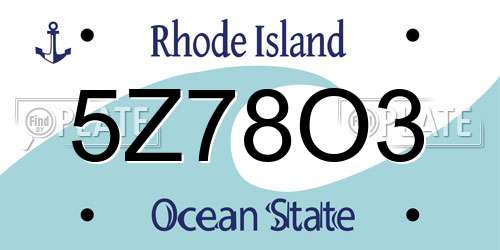 5Z78O3 Rhode Island License Plate