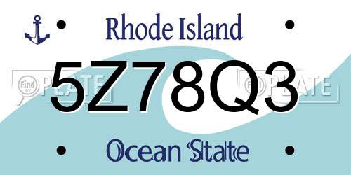 5Z78Q3 Rhode Island License Plate