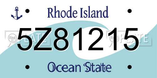 5Z81215 Rhode Island License Plate