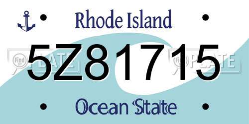 5Z81715 Rhode Island License Plate