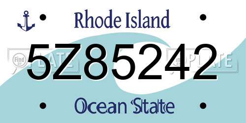 5Z85242 Rhode Island License Plate