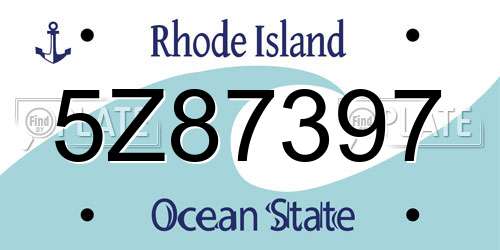 5Z87397 Rhode Island License Plate