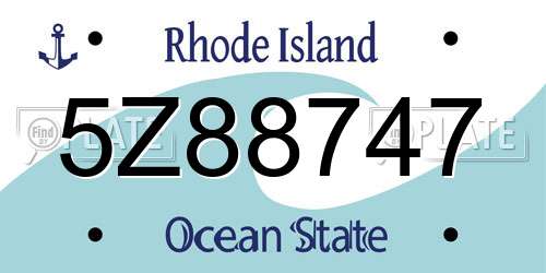 5Z88747 Rhode Island License Plate