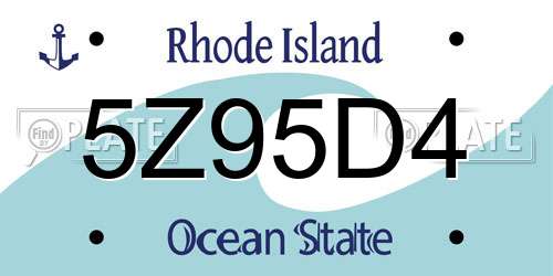 5Z95D4 Rhode Island License Plate