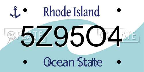 5Z95O4 Rhode Island License Plate