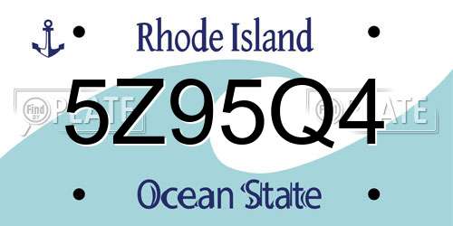 5Z95Q4 Rhode Island License Plate
