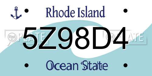 5Z98D4 Rhode Island License Plate