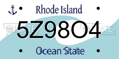 5Z98O4 Rhode Island License Plate