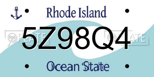 5Z98Q4 Rhode Island License Plate