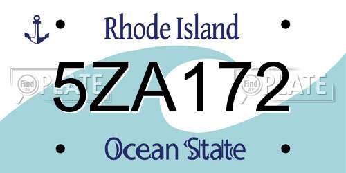 5ZA172 Rhode Island License Plate