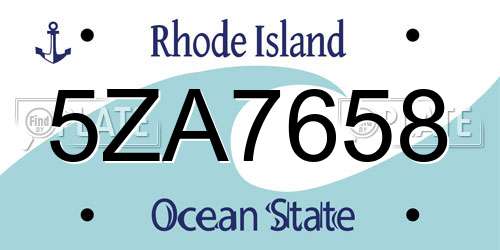 5ZA7658 Rhode Island License Plate