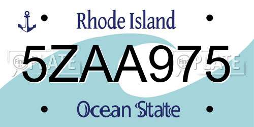 5ZAA975 Rhode Island License Plate