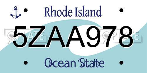 5ZAA978 Rhode Island License Plate