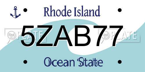 5ZAB77 Rhode Island License Plate