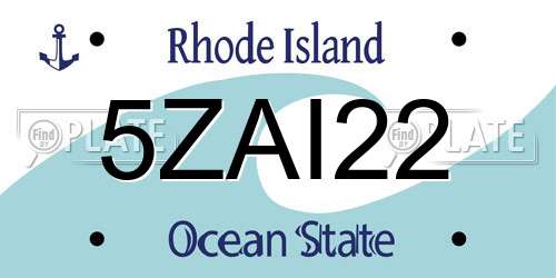 5ZAI22 Rhode Island License Plate