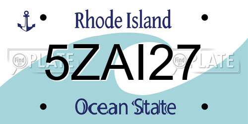 5ZAI27 Rhode Island License Plate