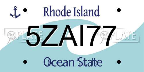 5ZAI77 Rhode Island License Plate