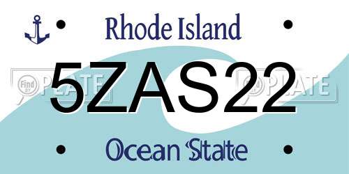 5ZAS22 Rhode Island License Plate