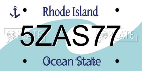 5ZAS77 Rhode Island License Plate