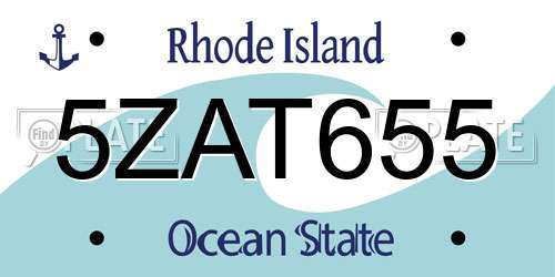 5ZAT655 Rhode Island License Plate