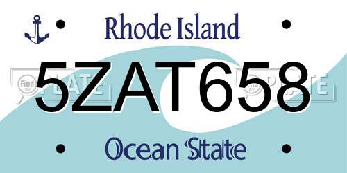 5ZAT658 Rhode Island License Plate