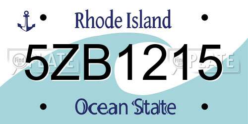 5ZB1215 Rhode Island License Plate
