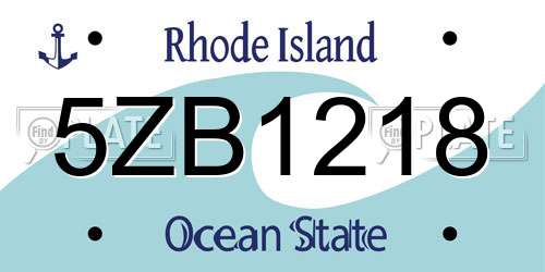 5ZB1218 Rhode Island License Plate