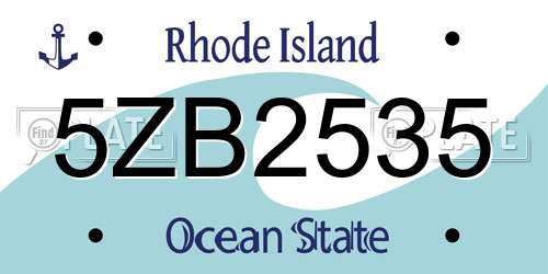 5ZB2535 Rhode Island License Plate