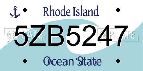 5ZB5247 Rhode Island License Plate